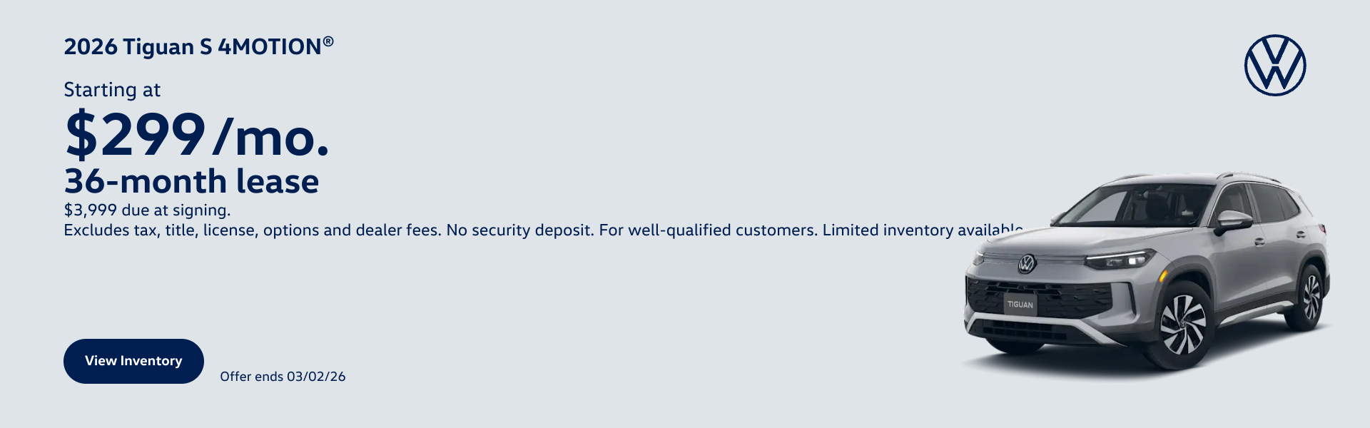 2026 Tiguan NER Lease Offer